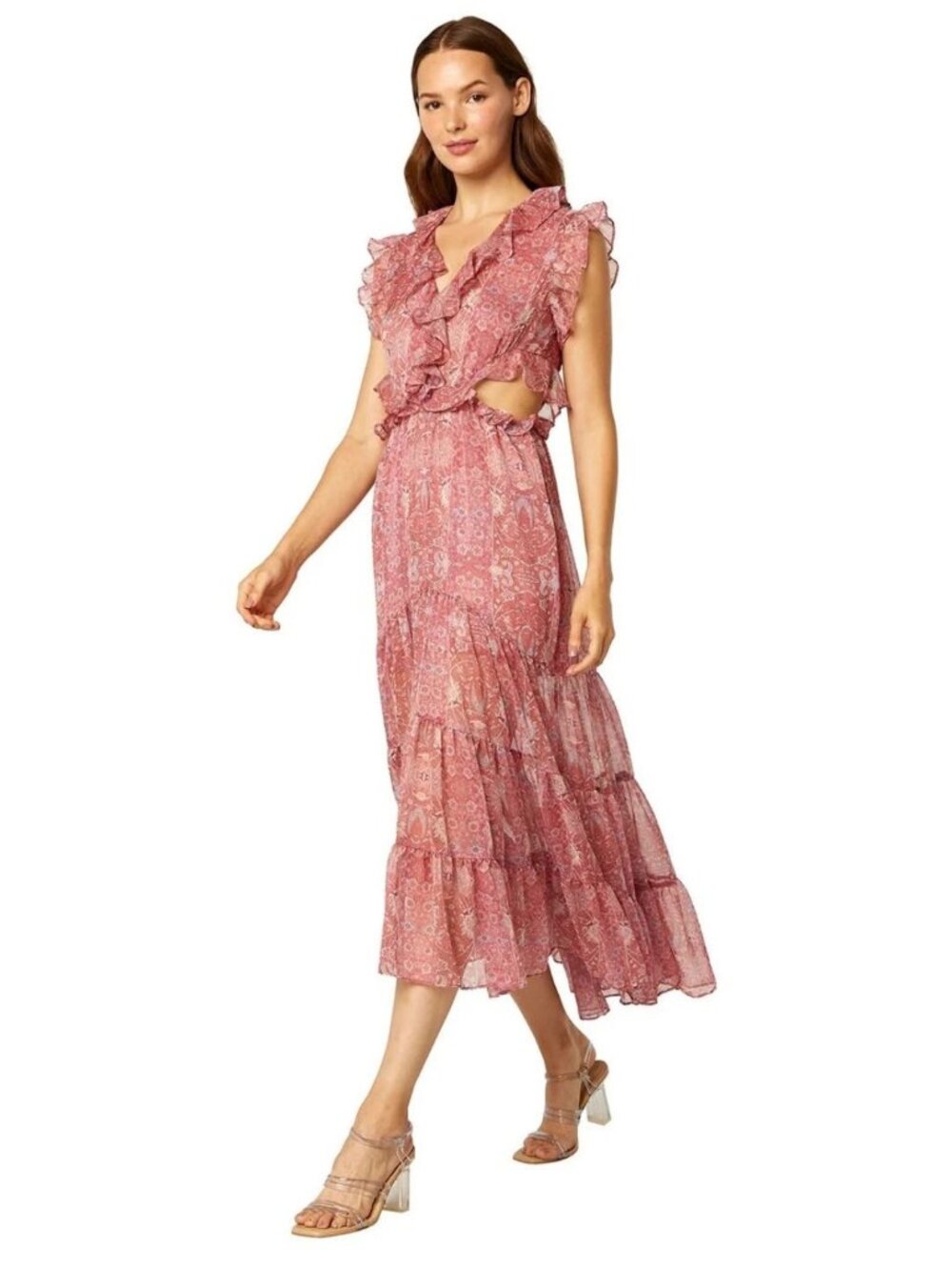 Misa Natasha Cut-out Maxi Dress Washed Rose Size Small